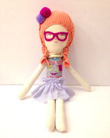 Girl with glasses-handmade rag doll